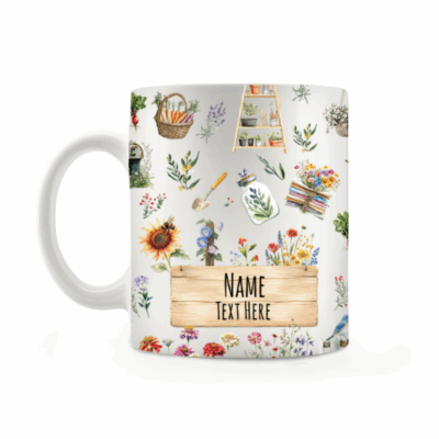 Personalized Gardening Mug - Custom Garden Lover Gift, Gardener Coffee Mug with Name, Botanical Garden Mug, Mother's Day Garden Gift for Mom