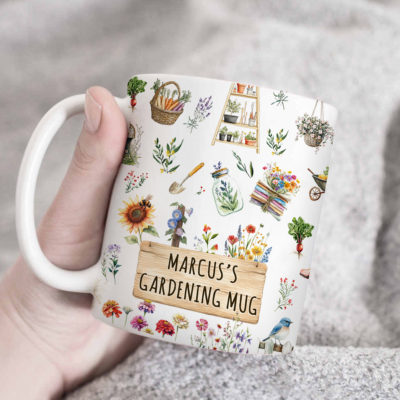 Personalized Gardening Mug - Custom Garden Lover Gift, Gardener Coffee Mug with Name, Botanical Garden Mug, Mother's Day Garden Gift for Mom