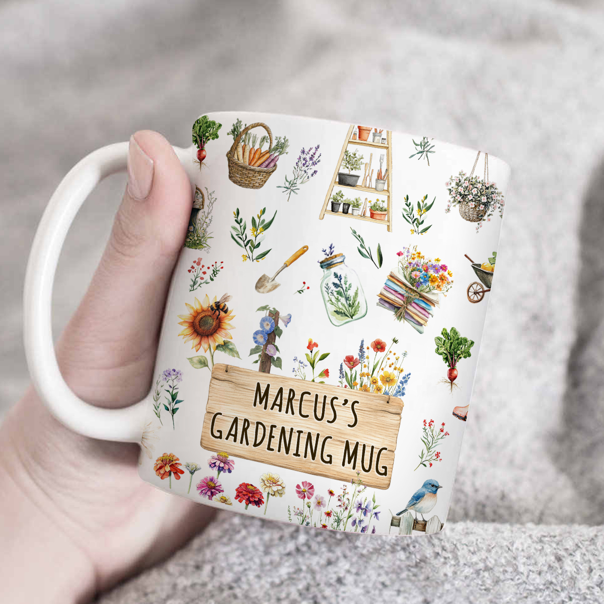 Personalized Gardening Mug - Custom Garden Lover Gift, Gardener Coffee Mug with Name, Botanical Garden Mug, Mother's Day Garden Gift for Mom
