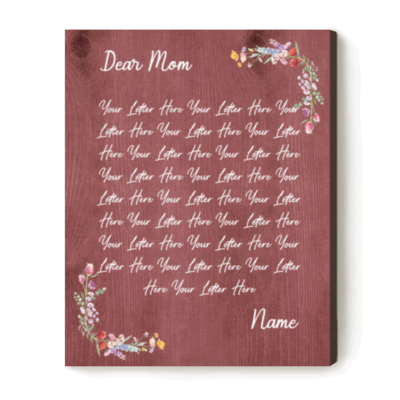 Custom Dear Mom Letter Canvas - Personalized Message for Mom, Mother’s Day Gift for Mom, Sentimental Gift from Daughter Son, Mom Poem Print