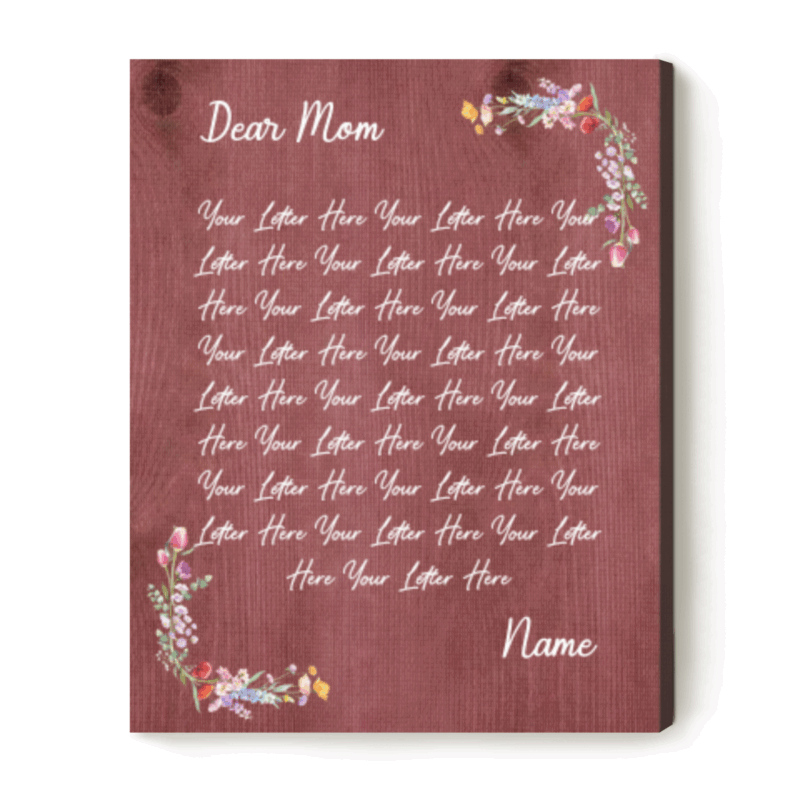 Custom Dear Mom Letter Canvas - Personalized Message for Mom, Mother’s Day Gift for Mom, Sentimental Gift from Daughter Son, Mom Poem Print