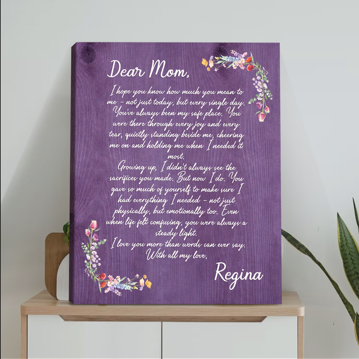 Custom Dear Mom Letter Canvas - Personalized Message for Mom, Mother’s Day Gift for Mom, Sentimental Gift from Daughter Son, Mom Poem Print