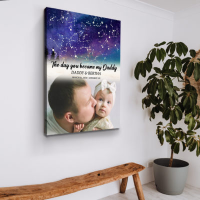 Personalized Star Map Canvas For Dad – The Day You Became My Dad Night Sky Print, First Father's Day Gift for New Dad