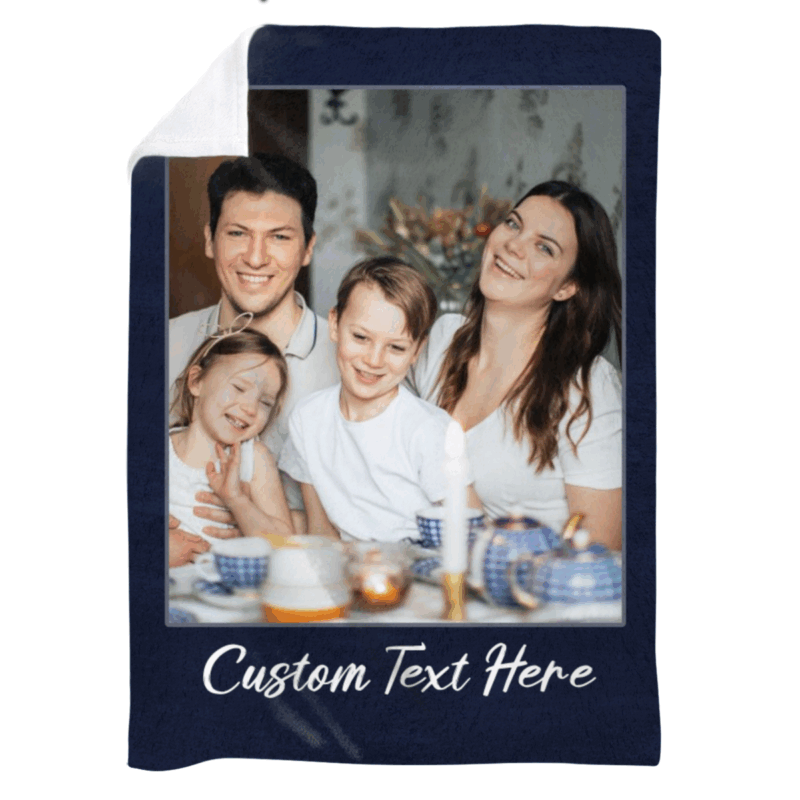 Personalized Photo Blanket, Custom Picture Fleece Blanket, Make Your Own Photo Blanket with Text, Christmas Gift for Family