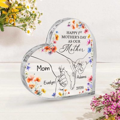 First Mother’s Day Gift for Twin Mom, Personalized 1st Mother’s Day Acrylic Plaque, Custom Kids Names Plaque, Mother of Twins Gifts