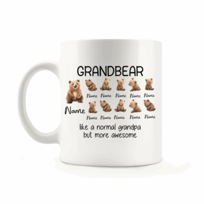 Personalized Grandpa Bear Coffee Mug - Grandpa Gift, Custom Grandkids Names Keepsake, Father's Day Gift for Grandpa, Grandfather Bear Mug