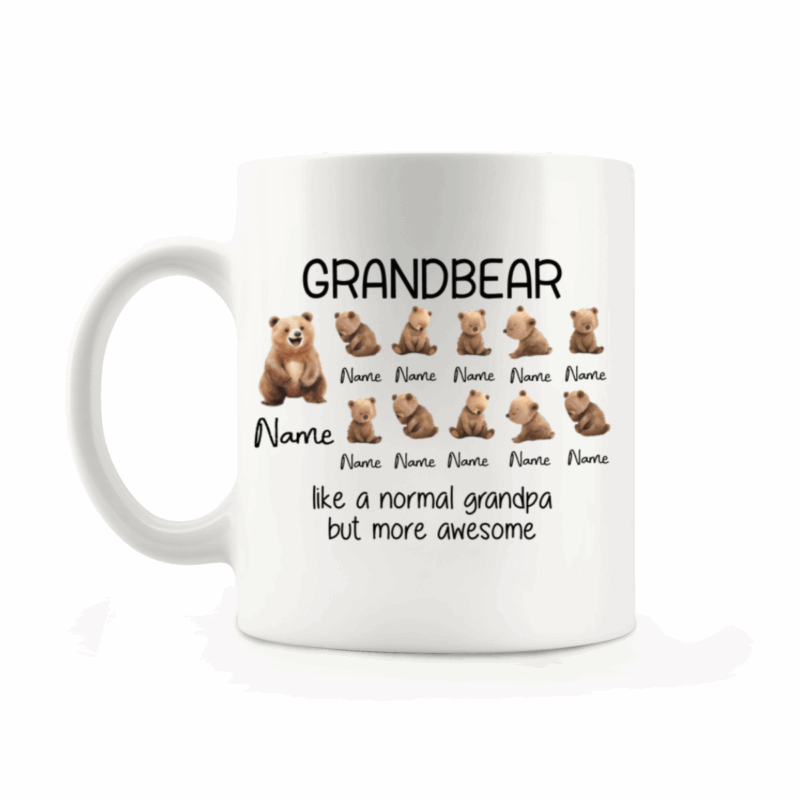 Personalized Grandpa Bear Coffee Mug - Grandpa Gift, Custom Grandkids Names Keepsake, Father's Day Gift for Grandpa, Grandfather Bear Mug