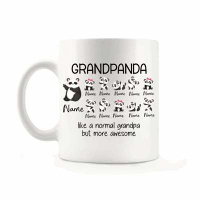 Personalized Grandpanda Mug with Kids Name - Grandpa Gift, Custom Grandkids Names Mug, Funny Panda Mug for Grandpa, Father's Day Gift