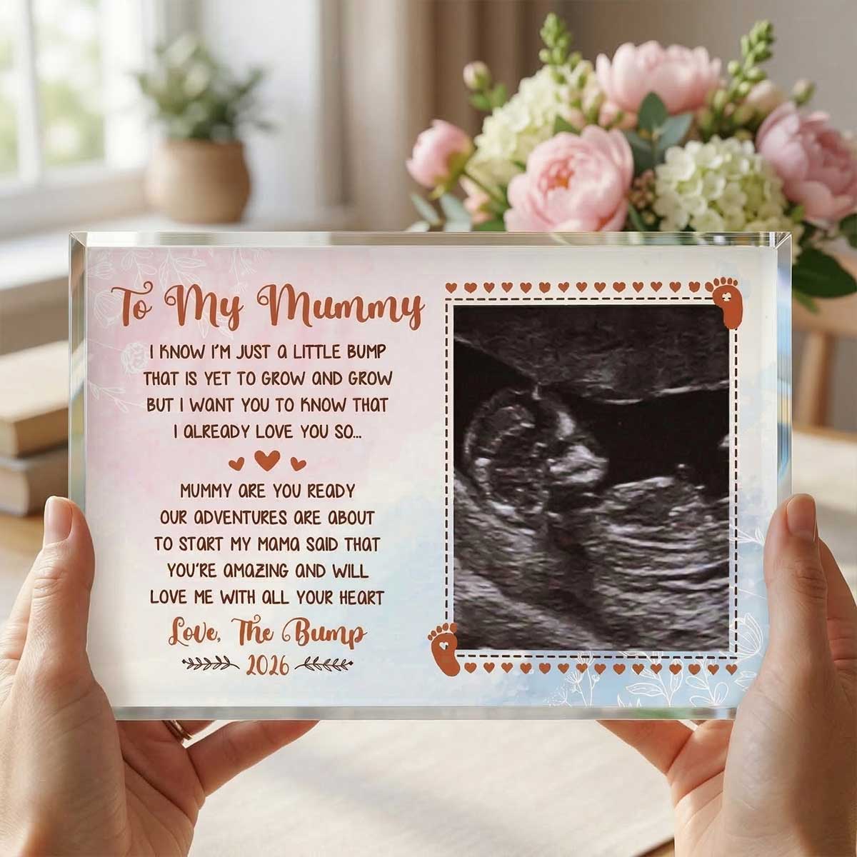 Custom Sonogram Plaque For Mom To Be - First Mothers Day Gift, Personalized Ultrasound Photo Keepsake, Expecting Mom Gift from Baby Bump