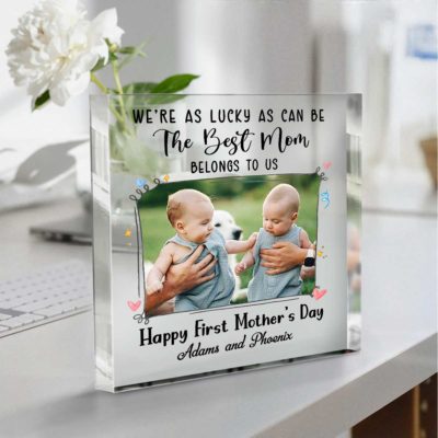 First Mothers Day Photo Acrylic Plaque - Personalized Mom of Twins Gift, Mom of Twins First Mother’s Day Gift, Custom Photo Gift for New Mom