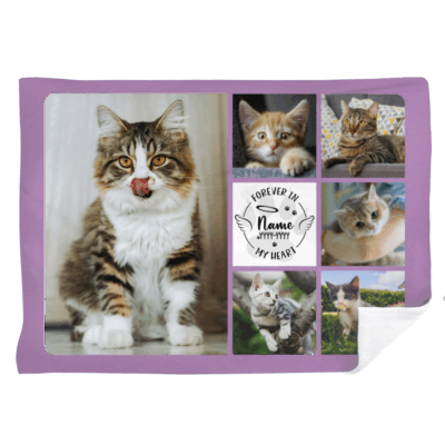Custom Cat Memorial Photo Collage Blanket – Personalized Cat Loss Gift, Cat Remembrance Blanket, Gifts for Grieving Cat Owners