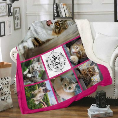 Custom Cat Memorial Photo Collage Blanket – Personalized Cat Loss Gift, Cat Remembrance Blanket, Gifts for Grieving Cat Owners