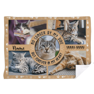 Personalized Cat Memorial Photo Blanket - Custom Cat Remembrance Gift, Pet Loss Blanket, Pet Memorial Gift, Loss Of Cat Gift