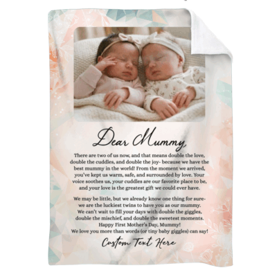 Personalized Photo Blanket for Twins Mom - Mothers Day Gift, Custom Baby Picture Name Keepsake, New Mom Gift from Twins, Twins Mama Blanket