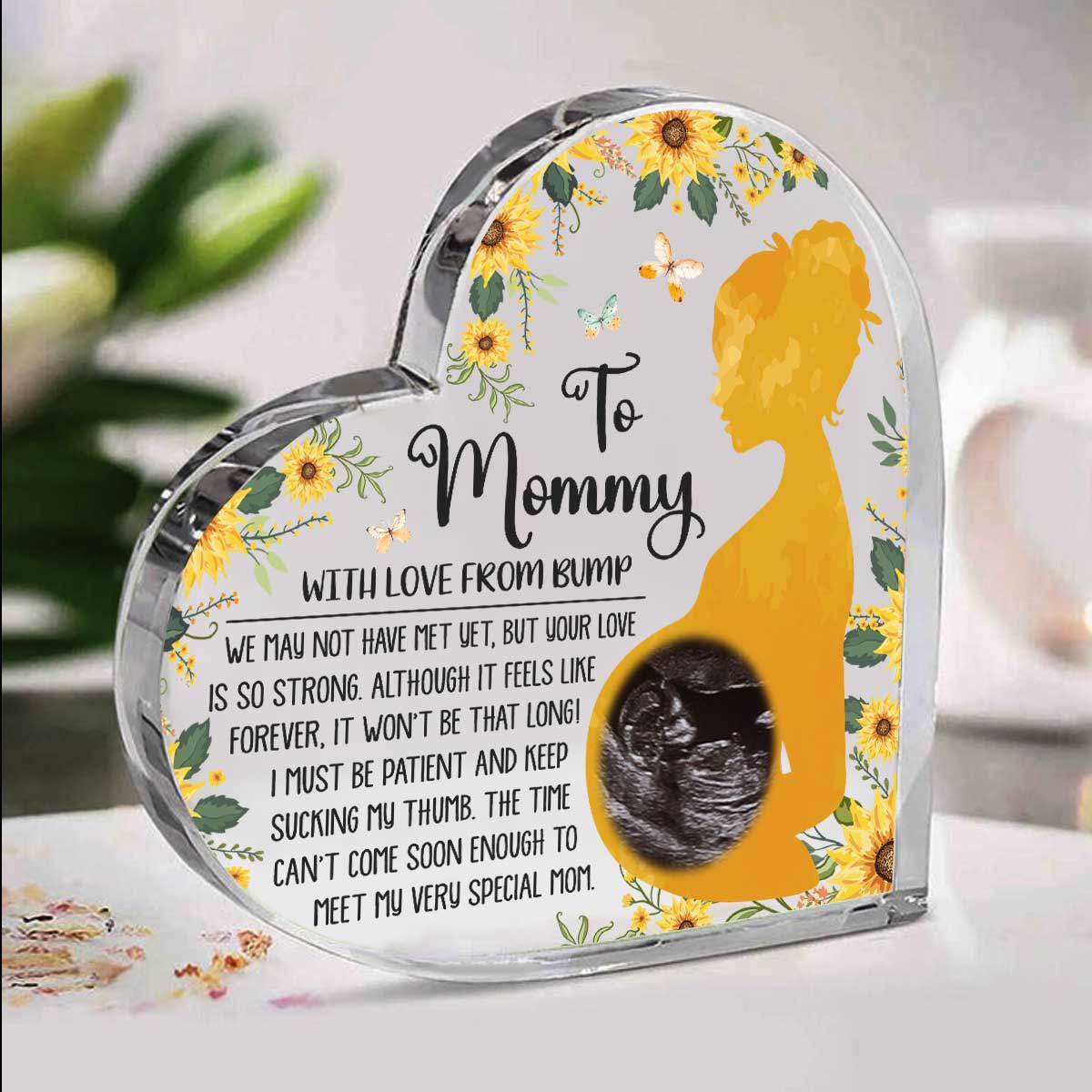 Personalized photo plaque with to mommy with love from bump message, first Mother’s Day gift for expecting mom
