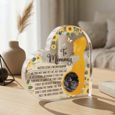 Custom Photo To Mommy With Love From Bump Plaque – Mother’s Day Gift For Expecting Mom, New Mommy Gift For First Mother’s Day
