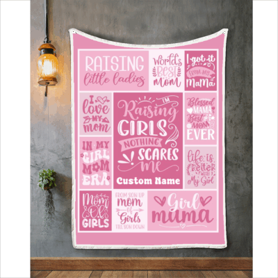 Personalized Girl Mama Blanket from Daughter that featuring heartfelt quotes for mom, cozy Mother's Day gift from daughters