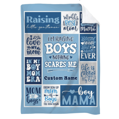 Personalized Boy Mama Blanket from Son - Mothers Day Gifts with custom sons’ names and loving quotes, cozy Mother’s Day gift for mom from sons