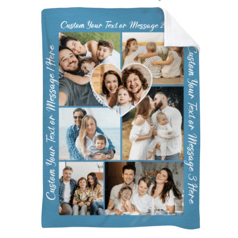 Personalized Photo Collage Blanket With Text - Mother’s Day Gift for Mom Grandma - Custom Blanket With Photo - Family Picture Gift