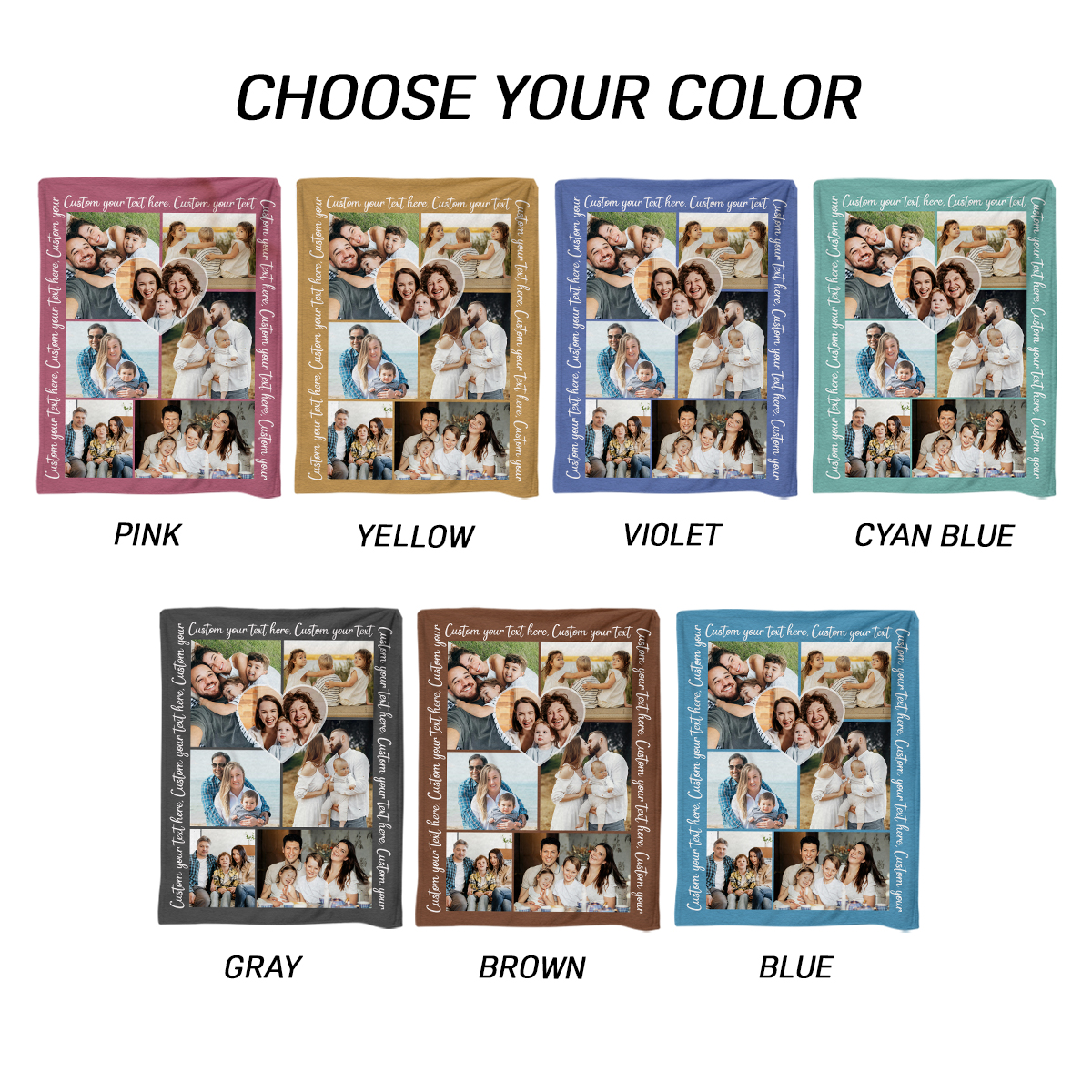 Personalized Photo Collage Blanket With Text, Mother’s Day Gift for Mom Grandma, Custom Blanket With Photo, Family Picture Gift