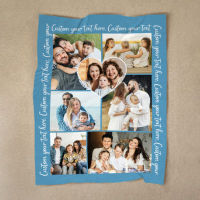Benicee Shop 269 Personalized Photo Collage Blanket With Text, Mother’s Day Gift for Mom Grandma, Custom Blanket With Photo, Family Picture Gift