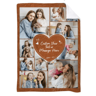 Personalized Family Photo Collage Blanket - Mother’s Day Gift for Mom - Picture Blanket with Text - Custom Family Keepsake
