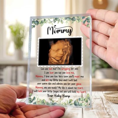 Custom ultrasound photo plaque with custom letter from bump and pregnancy poem, First Mother’s Day gift for expecting mom.