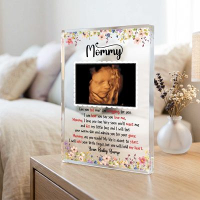 Custom ultrasound photo plaque with custom letter from bump and pregnancy poem, First Mother’s Day gift for expecting mom.
