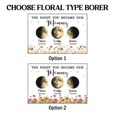 Personalized birth moon phase plaque with custom date, names, and celestial design. Mother’s Day gift for mom and birthday gift from kids.