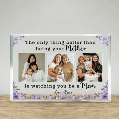 Personalized photo plaque for daughter from mom with custom text, Mother’s Day generational gift, sentimental keepsake for daughters who are moms.
