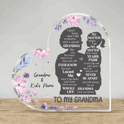Custom Grandma Plaque From Granddaughter - Personalized Mother's Day Gifts For Grandma - Sentimental Grandma & Granddaughter Keepsake Gift