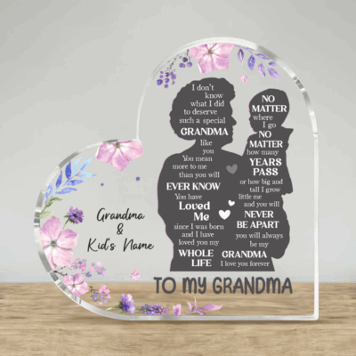 Custom Grandma Plaque From Grandson - Personalized Mother's Day Gifts For Grandma - Grandma & Grandson Keepsake - Sentimental Grandma Gift