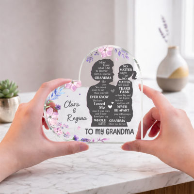 Custom Grandma Plaque From Granddaughter - Personalized Mother's Day Gifts For Grandma - Sentimental Grandma & Granddaughter Keepsake Gift