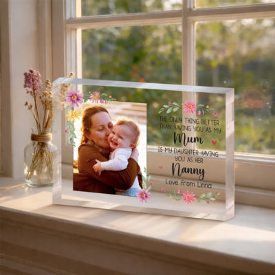 Personalized Nanny Plaque – Custom Photo Mother’s Day Gift - Gift for Mum from Daughter - New Nanny Keepsake - Watching You Be a Nanny Gift