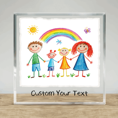 Custom Kids Drawing Acrylic Plaque, Personalized Mother’s Day gift with children’s artwork keepsake design.