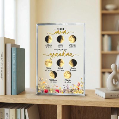 Personalized Moon Phase Acrylic Plaque - Custom Mother's Day Gift for Grandma - First Mom Now Grandma Keepsake - Birthday Gift with Names & Dates 11 Personalized moon phase acrylic plaque with custom names and dates, Mother’s Day gift for grandma, first mom now grandma celestial keepsake.