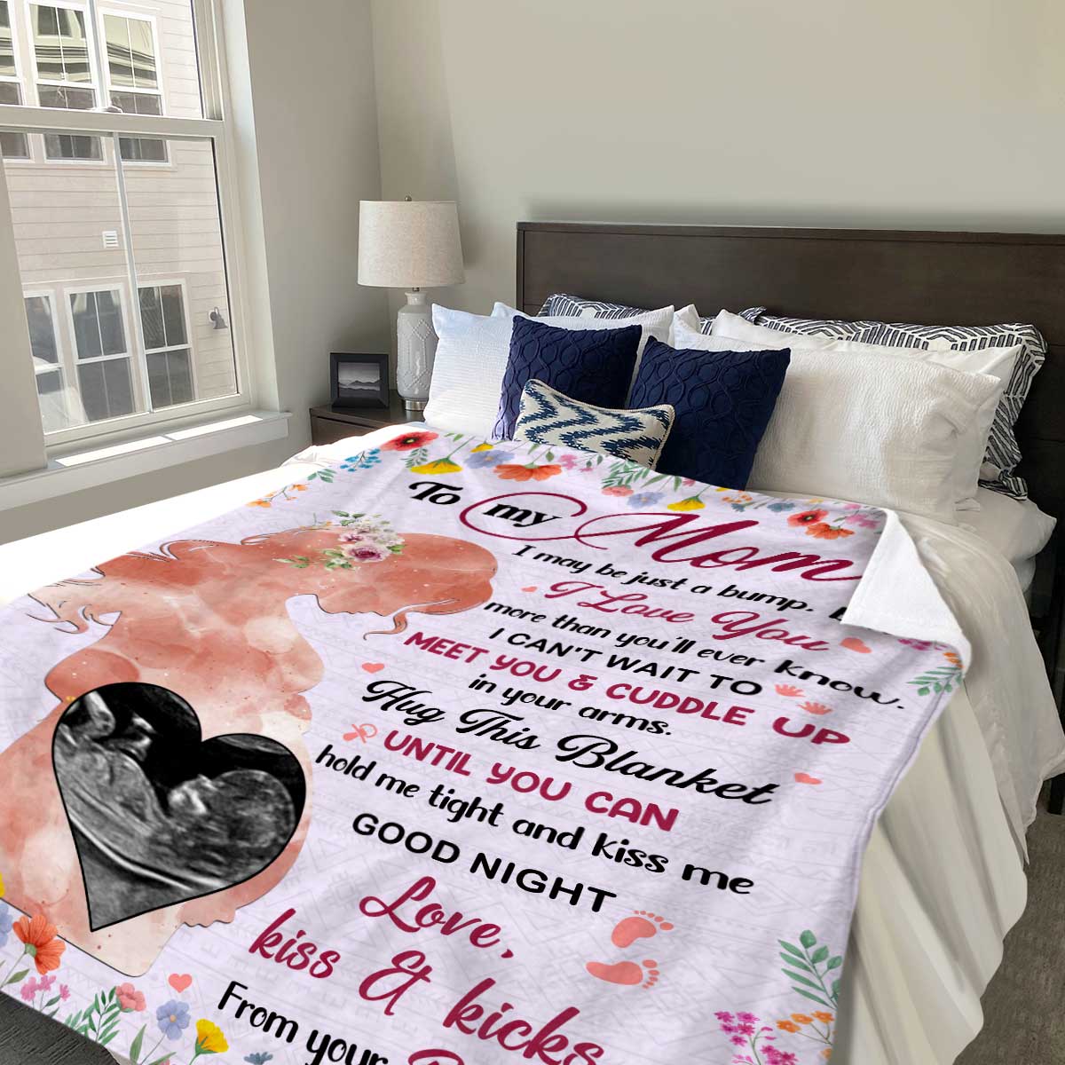 Personalized Baby Ultrasound Photo Blanket - Custom Sonogram Throw For New Mom, Mother's Day & Pregnancy Gifts