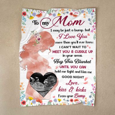 Custom ultrasound photo blanket with personalized name and background color, Mother’s Day gift for expecting mom, soft fleece gift from the bump.