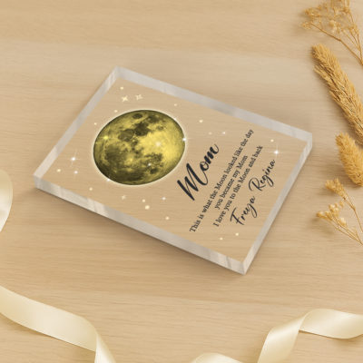 Custom Moon Phase Gift for Mom with custom date and celestial design, Mother’s Day gift for mom, “the day you became my mom” keepsake.