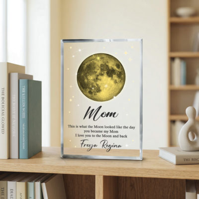 Custom Moon Phase Gift for Mom with custom date and celestial design, Mother’s Day gift for mom, “the day you became my mom” keepsake.