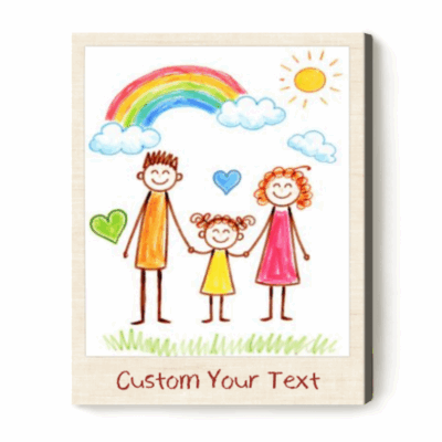 Personalized children’s artwork canvas with kids drawings, custom Mother’s Day gift for mom or nana, unique wall art keepsake.