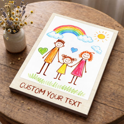 Personalized children’s artwork canvas with kids drawings, custom Mother’s Day gift for mom or nana, unique wall art keepsake.