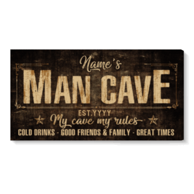 Personalized man cave sign with custom name and text, Father’s Day gift for dad or husband, man cave wall decor.