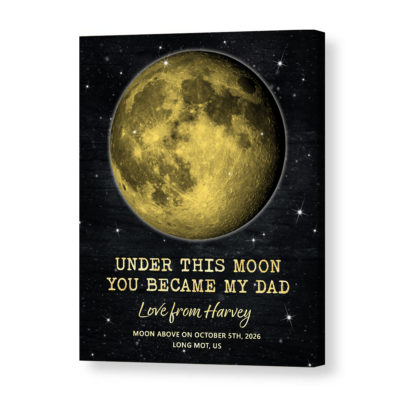 Custom moon phase print for dad with personalized date and “The Day You Became My Dad” quote, Father’s Day gift from kids.