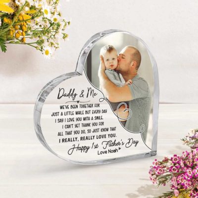 1st Father's Day Personalized Heart Plaque – Daddy & Me Custom Photo Gift – New Dad Keepsake – First Father's Day from Baby