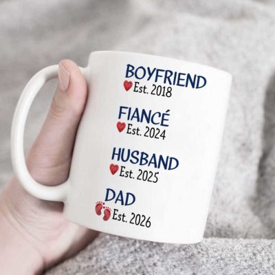 Personalized New Dad Mug - 1st Father's Day Gift for Husband from Wife - Promoted to Daddy Coffee Mug - Pregnancy Announcement Gift
