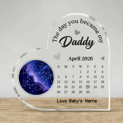 Personalized Star Map First Father's Day Plaque - Birth Date Keepsake Gift for New Dad from Baby or Wife - The Day You Became My Daddy Gift