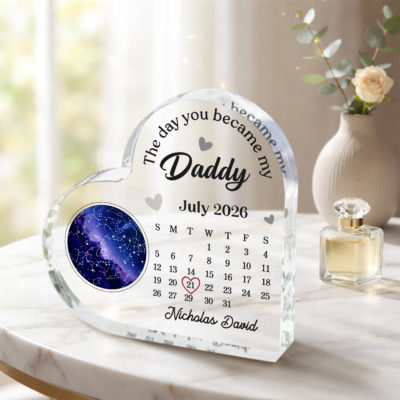 Personalized Star Map First Father's Day Plaque - Birth Date Keepsake Gift for New Dad from Baby or Wife - The Day You Became My Daddy Gift