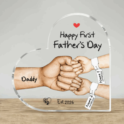 Personalized First Father's Day Twin Dad Gift - Custom Daddy & Twin First Bump Plaque - 1st Father's Day Keepsake for Daddy of Twins