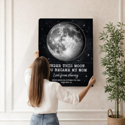 Custom Moon Phase Print for Mom - Personalized Mother's Day Gift From Daughter Son - Birth Month Phase Gift - Under This Moon You Became My Mom